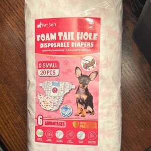 Pink Foam Tail Hole Dog Diapers - X-Small, 20 Pack